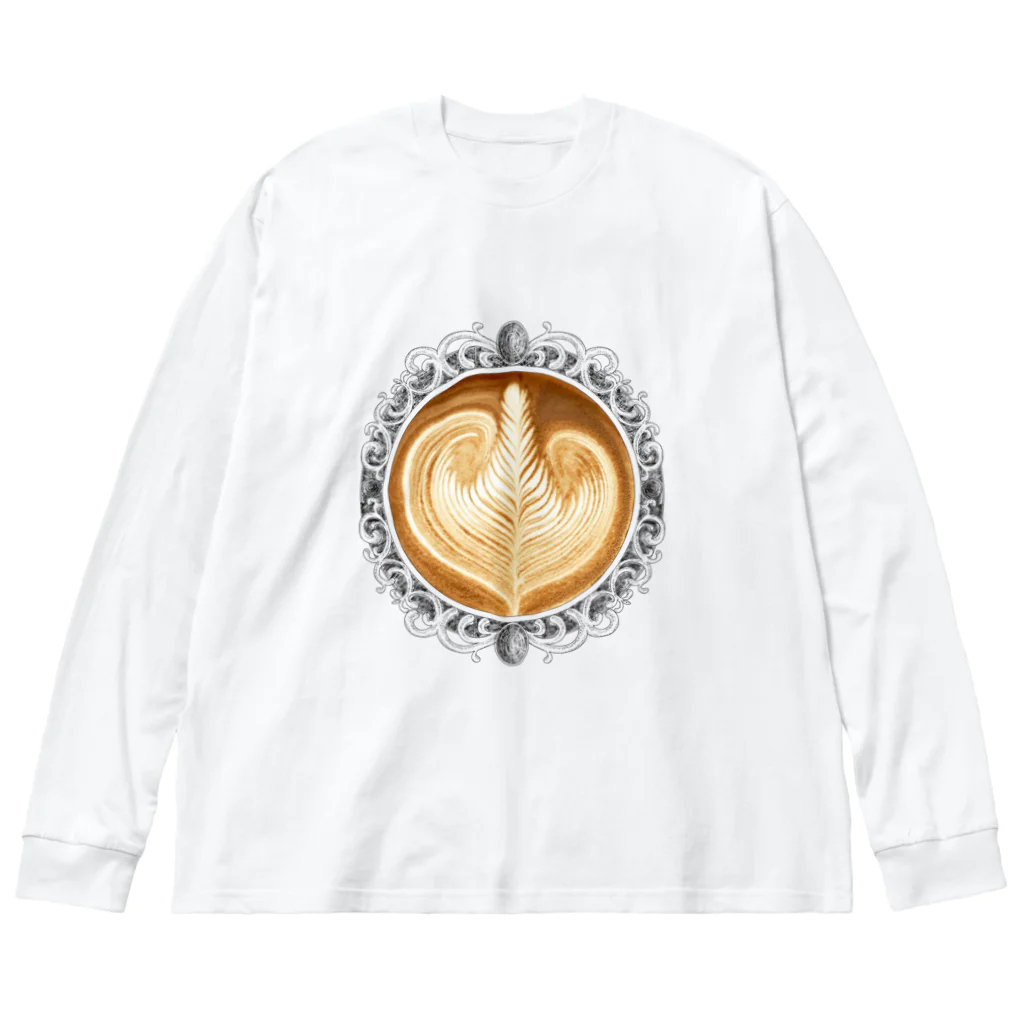 Prism coffee beanの【Lady's sweet coffee】ラテアート エレガンスリーフ ビッグシルエットロングスリーブTシャツ