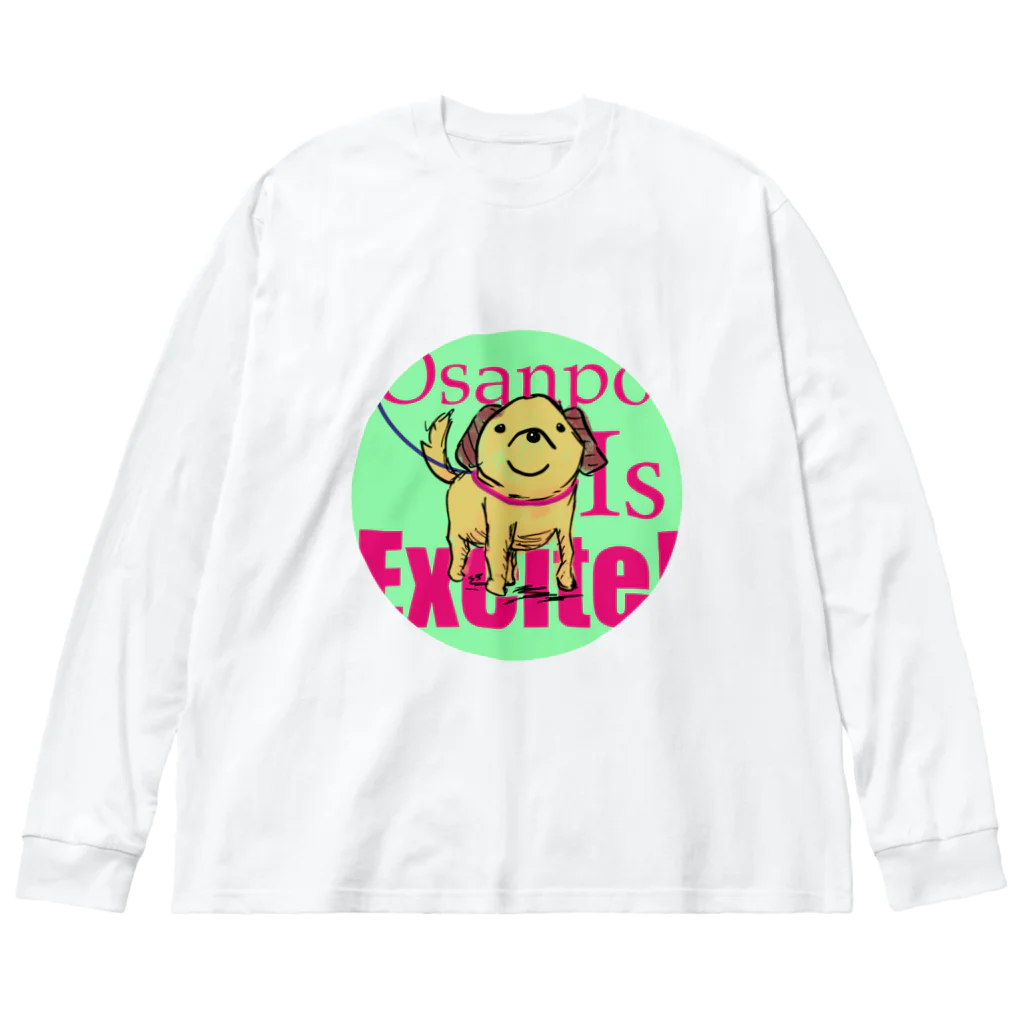 マシュマロマンSHOPのお散歩犬 Big Long Sleeve T-Shirt