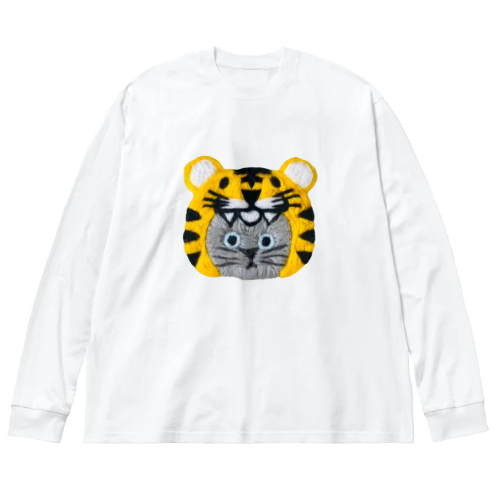 CHOPPIRI.のかぶる猫[虎ver.](ロシアンブルー) ビッグシルエットロングスリーブTシャツ