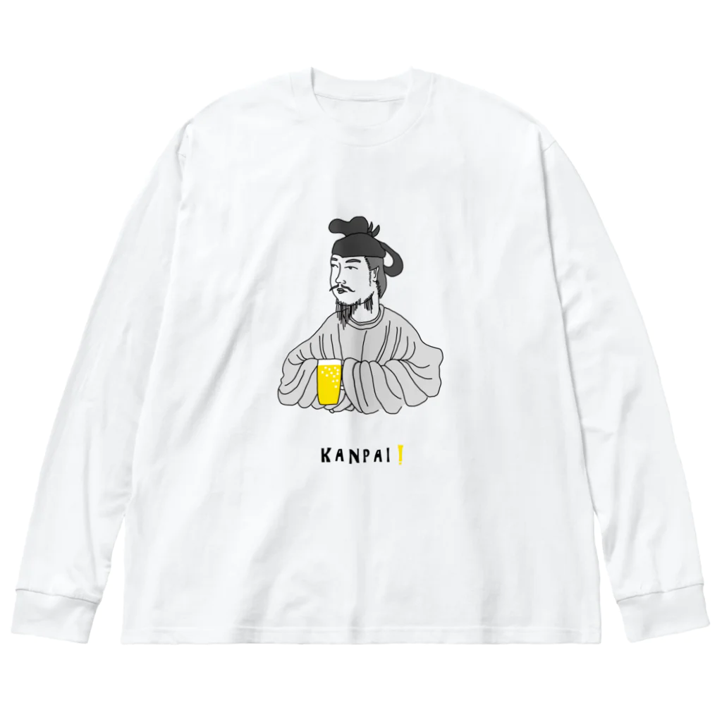 ビールとアート TM-3 Designの偉人 × BEER（聖徳太子）黒線画 Big Long Sleeve T-Shirt