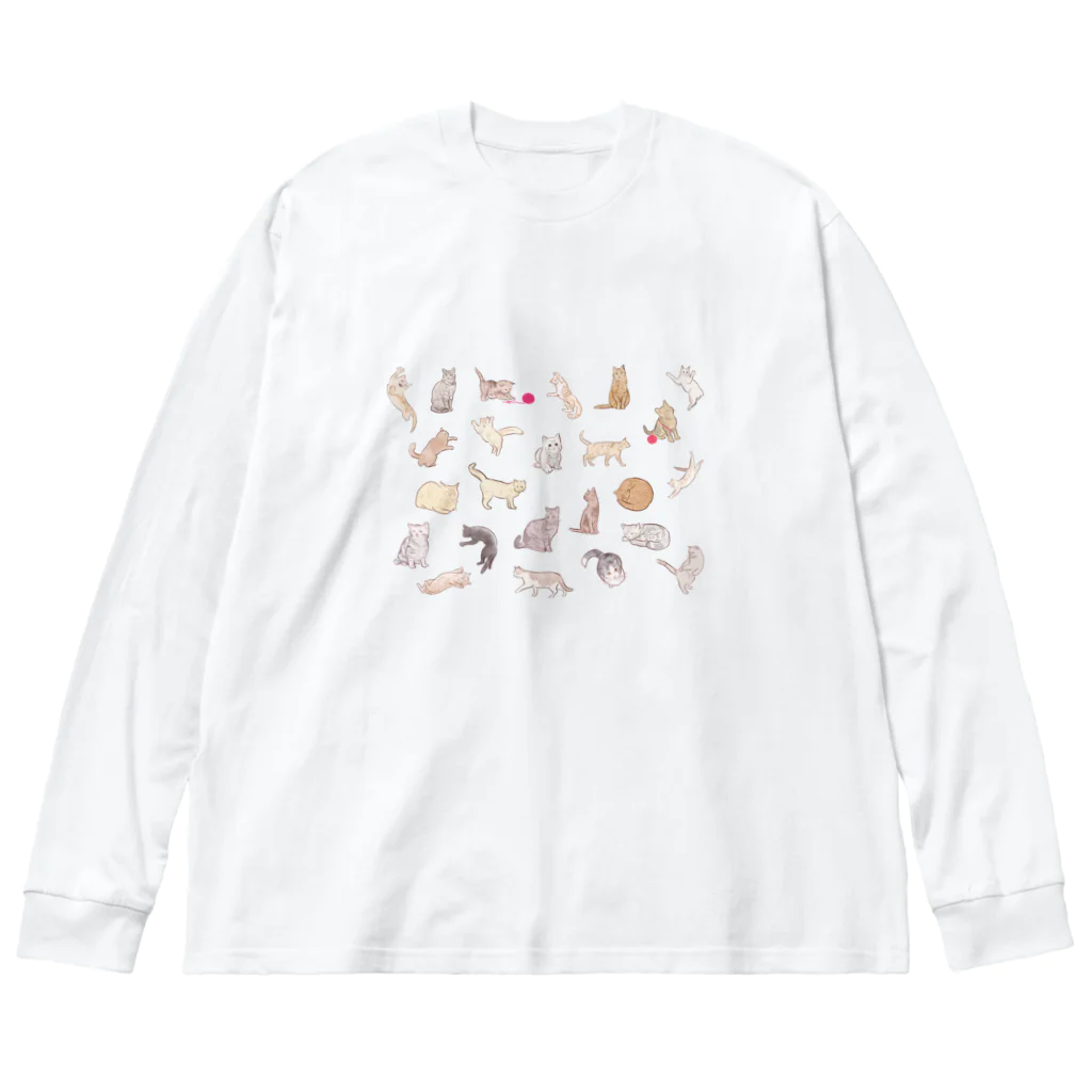 puikkoの猫イラスト集合（横） ビッグシルエットロングスリーブTシャツ