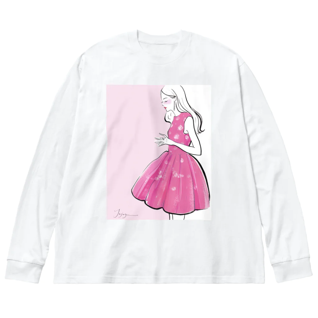 Jojo Yan | A Fashion Illustratorのピンクスカート Big Long Sleeve T-Shirt