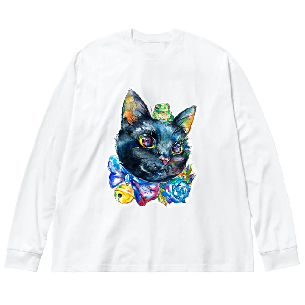 えだのにわの蛙と猫 ビッグシルエットロングスリーブTシャツ