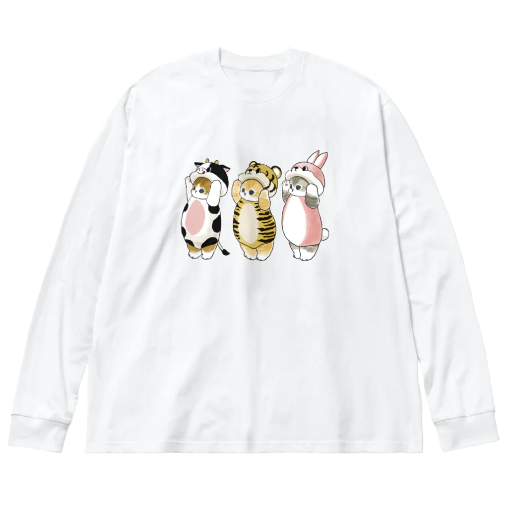 mofusandの被り物にゃん ビッグシルエットロングスリーブTシャツ