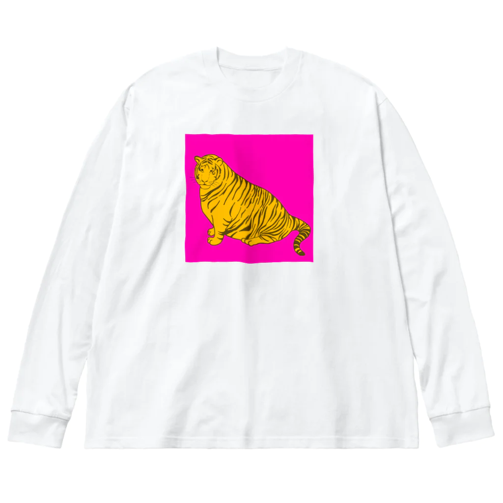 umbrella shopのデブトラちゃん ピンク背景 Big Long Sleeve T-Shirt