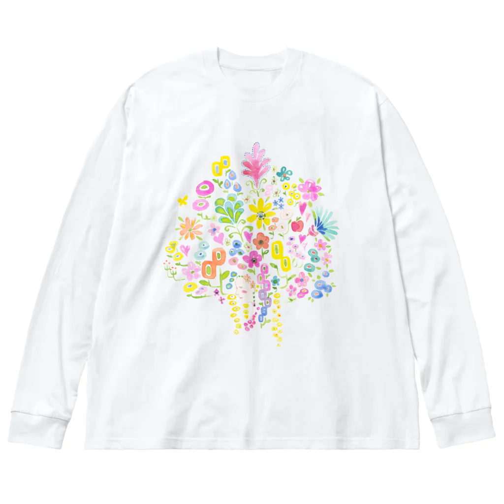 tetote ai design hut ～森の中のデザイン制作所～の花ごころ　恋ごころ ビッグシルエットロングスリーブTシャツ