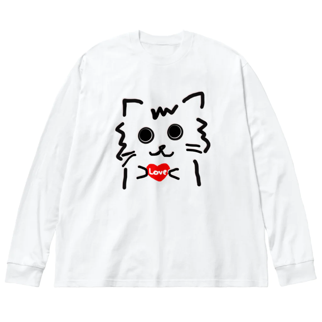 兎猫庵のハート猫 ビッグシルエットロングスリーブTシャツ