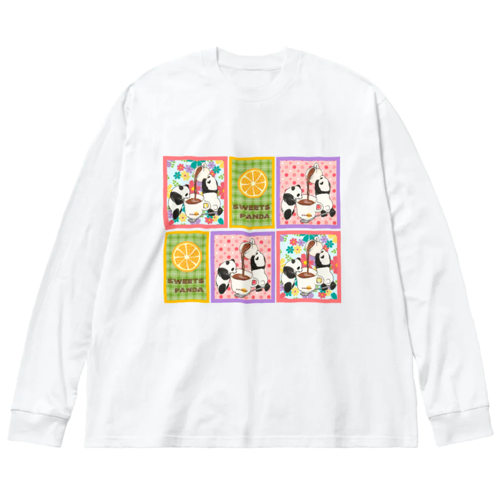 ちょらぷみのチョコレートぱんだ　スイーツパンダ　昭和レトロ　ポップ ビッグシルエットロングスリーブTシャツ