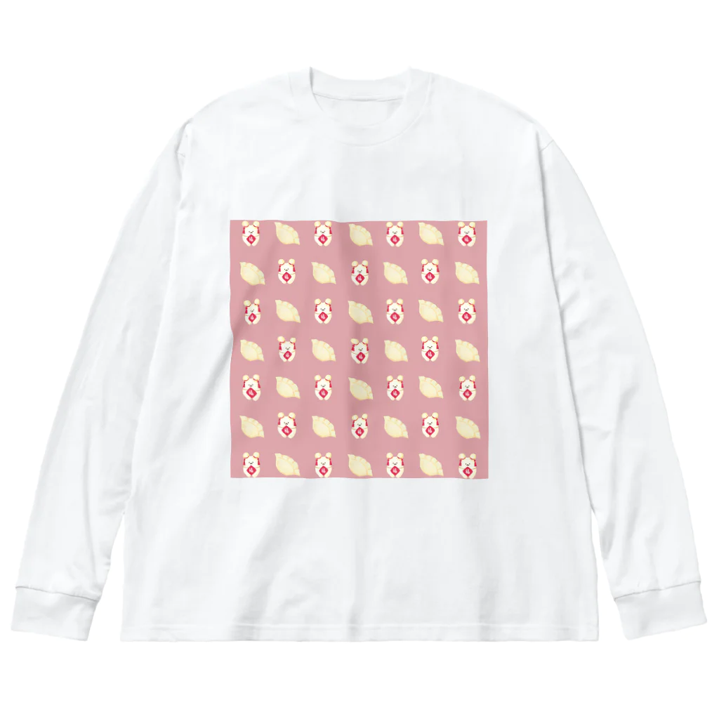 んぱのもりの餃子ぷに　ピンク ビッグシルエットロングスリーブTシャツ