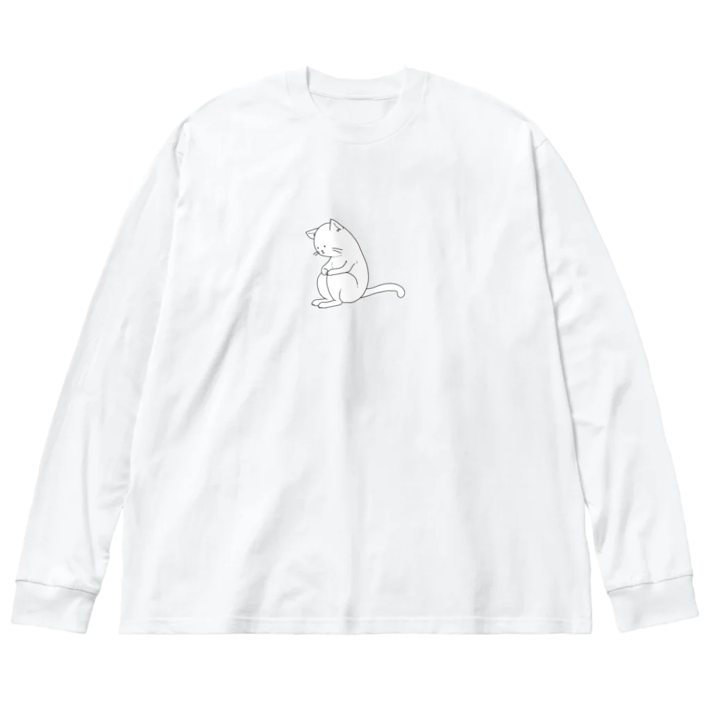 サワネチヒロのショップの落ち込む猫 ビッグシルエットロングスリーブTシャツ