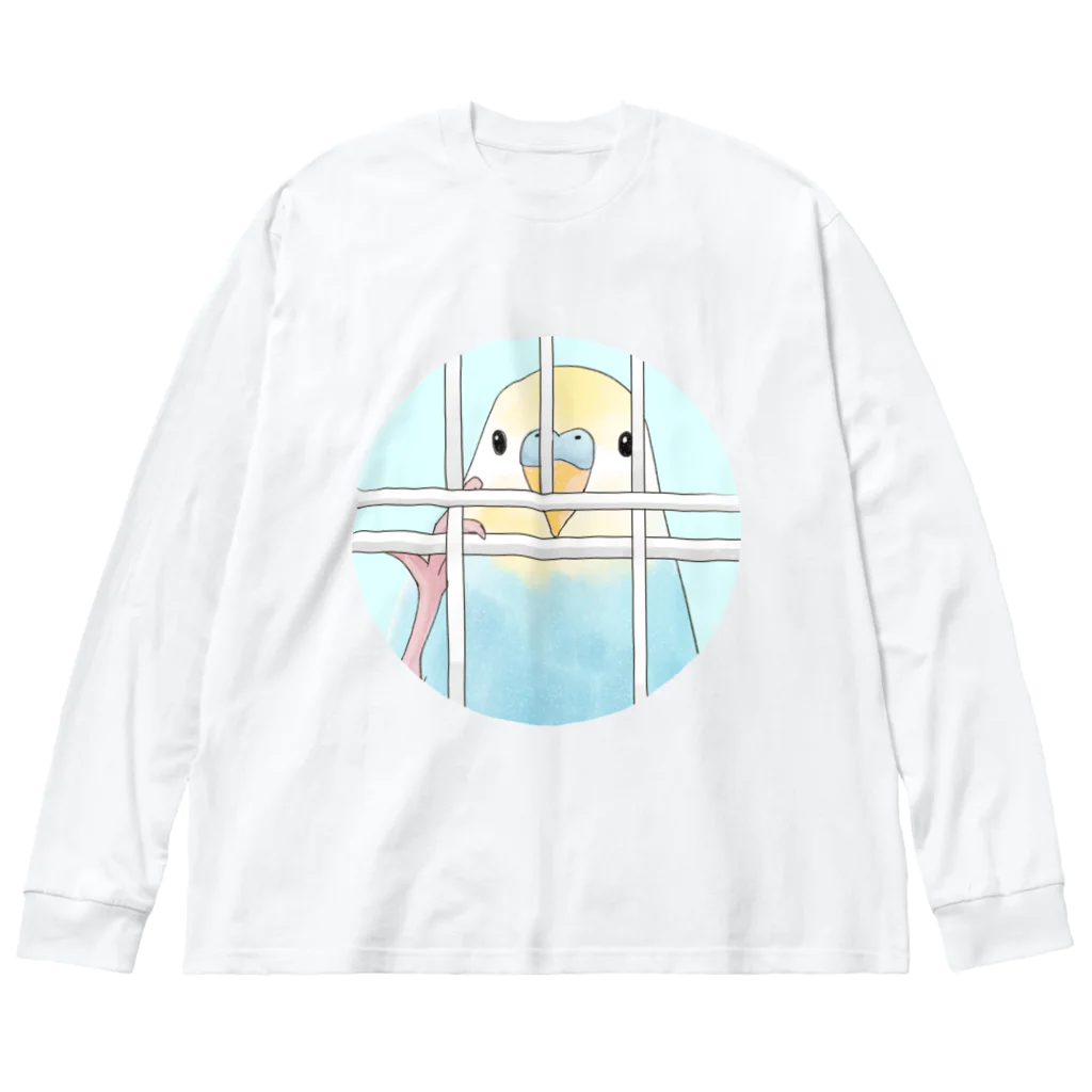 まめるりはことりの可愛いのぞき見セキセイインコちゃん【まめるりはことり】 Big Long Sleeve T-Shirt