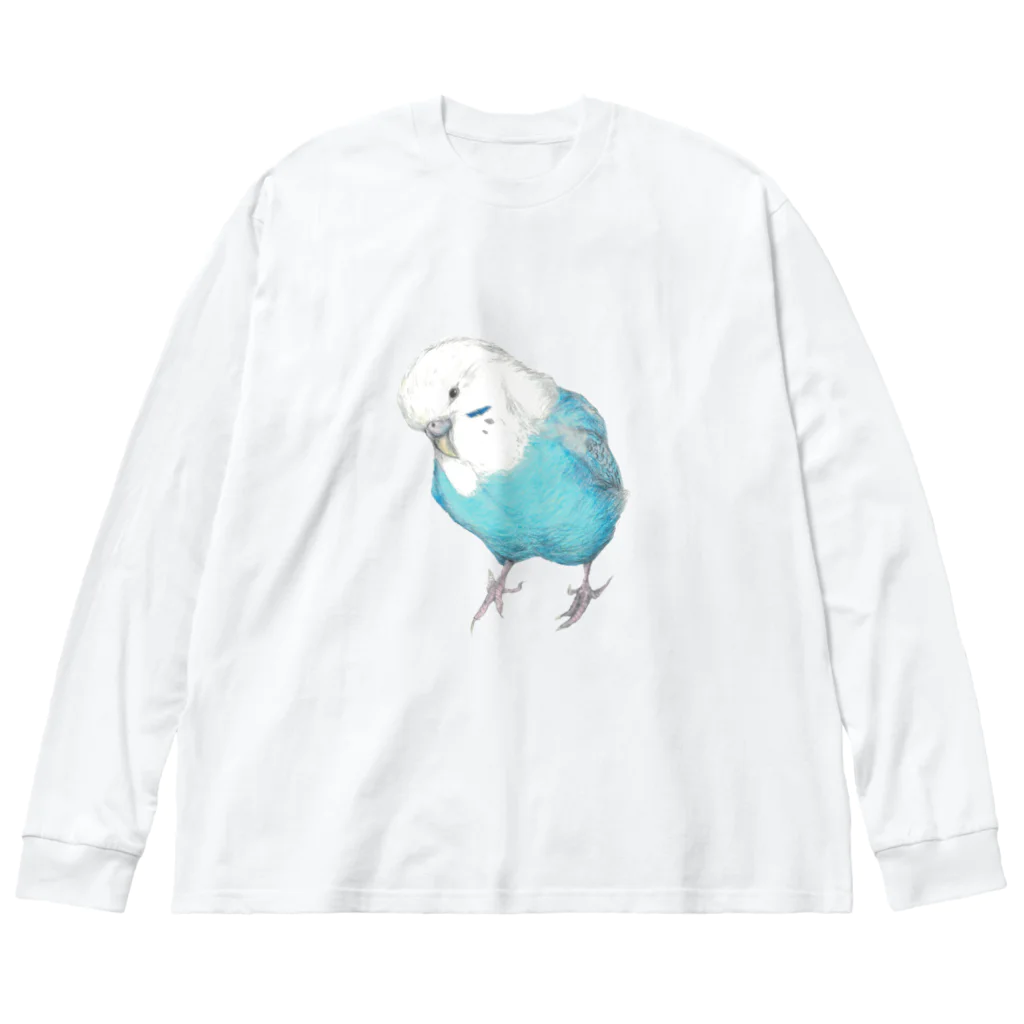 森図鑑の[森図鑑]セキセイインコ オパーリン ビッグシルエットロングスリーブTシャツ