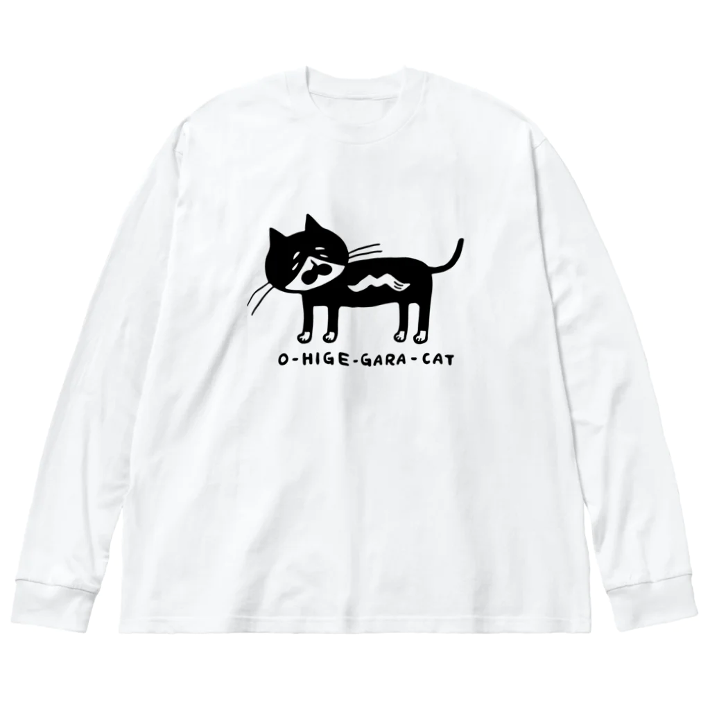 お髭ショップのお髭柄キャット ビッグシルエットロングスリーブTシャツ