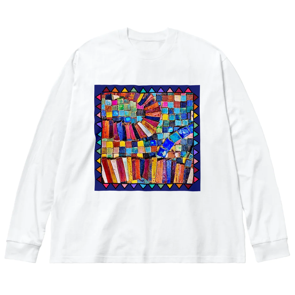 ヒーリングスマイルのカラフルモザイク ビッグシルエットロングスリーブTシャツ