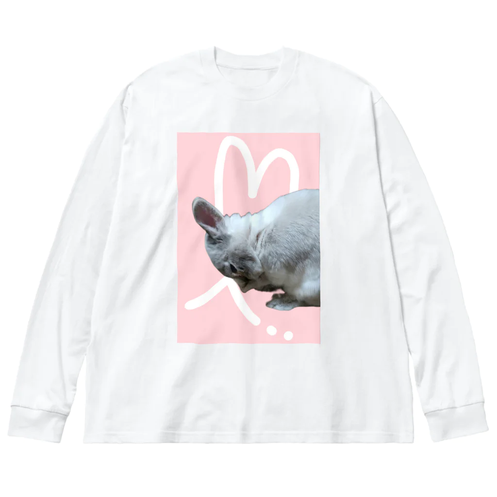 ぽぽこ🐰SHOPのくしくしバニラたん. ハートver ビッグシルエットロングスリーブTシャツ