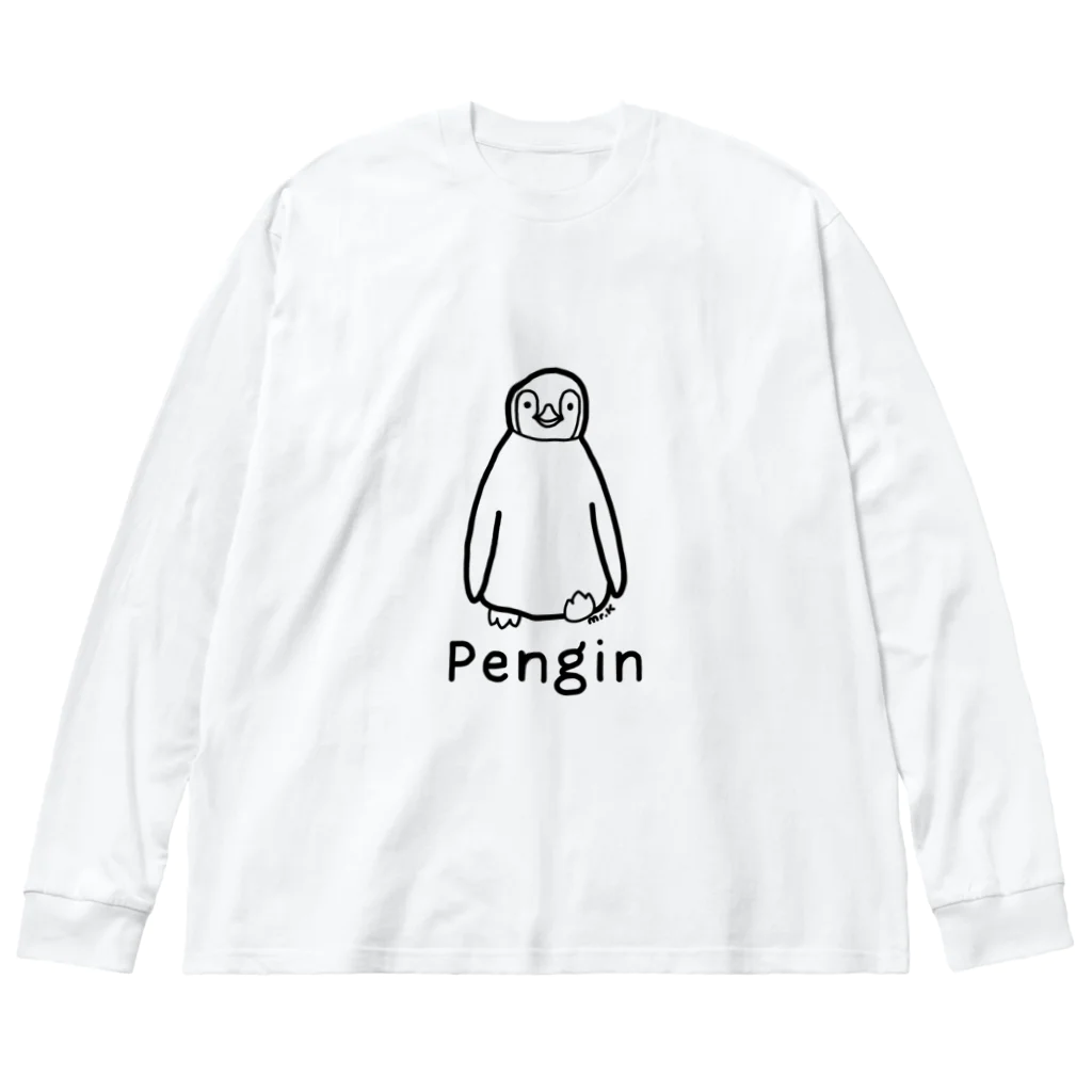 MrKShirtsのPengin (ペンギン) 黒デザイン Big Long Sleeve T-Shirt