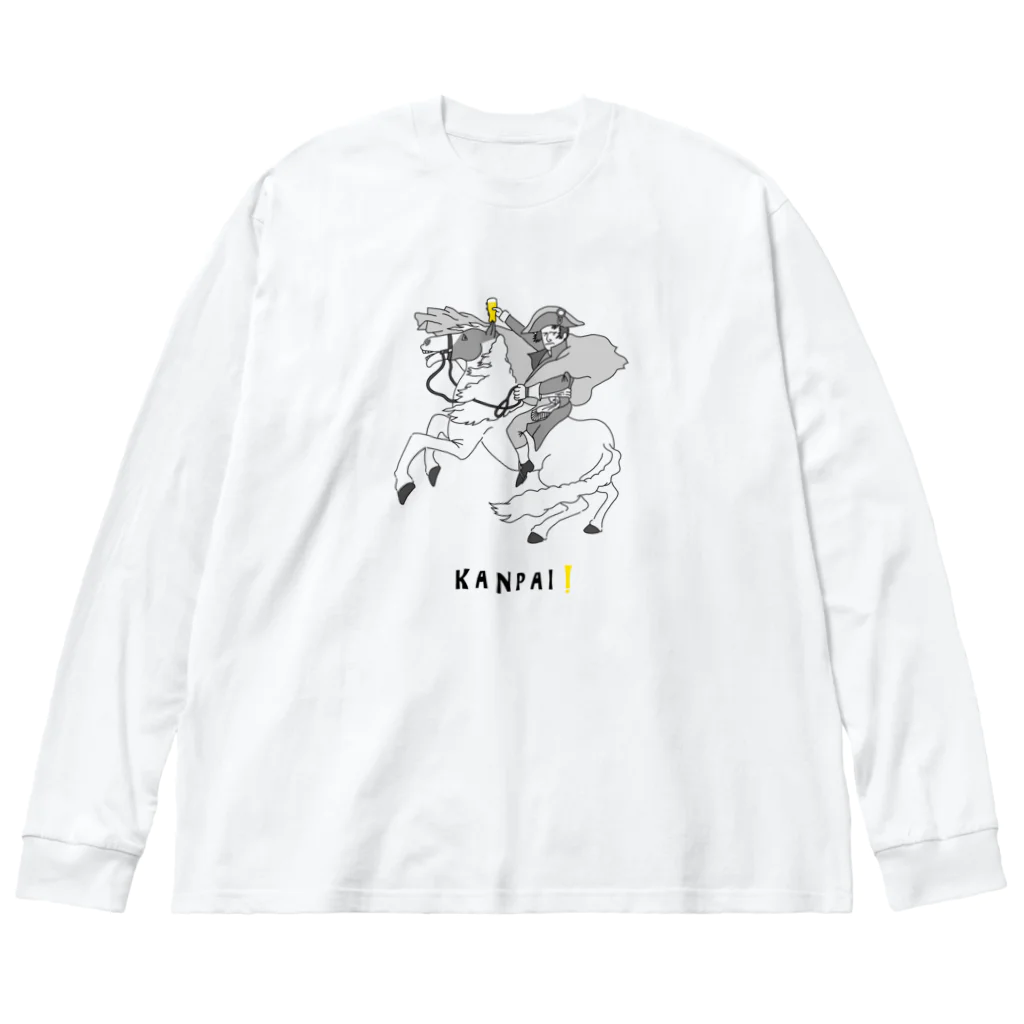 ビールとアート TM-3 Designの偉人 × BEER（ナポレオン）黒線画 Big Long Sleeve T-Shirt