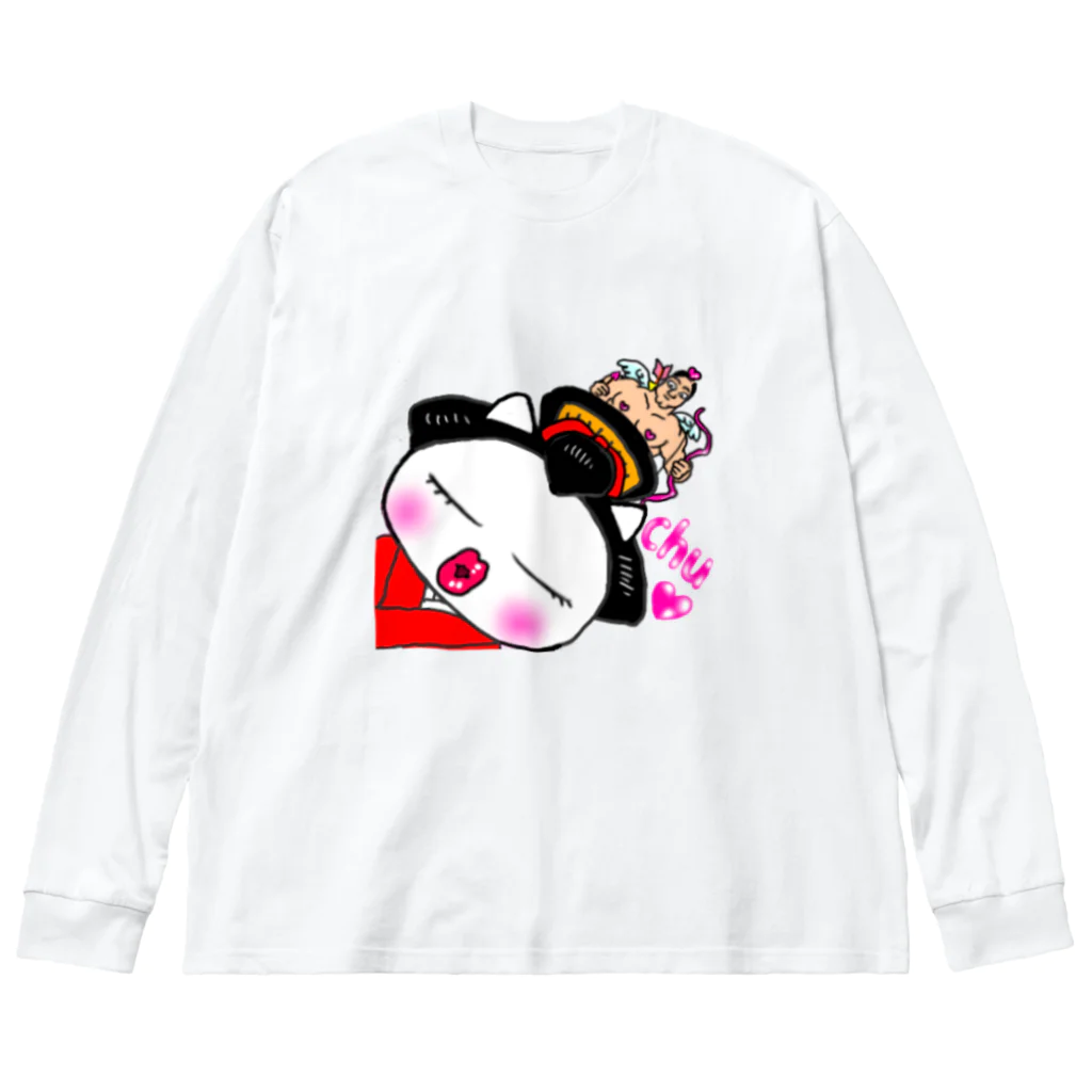 Happy Fun goodsの舞妓ねこ　接吻 Big Long Sleeve T-Shirt