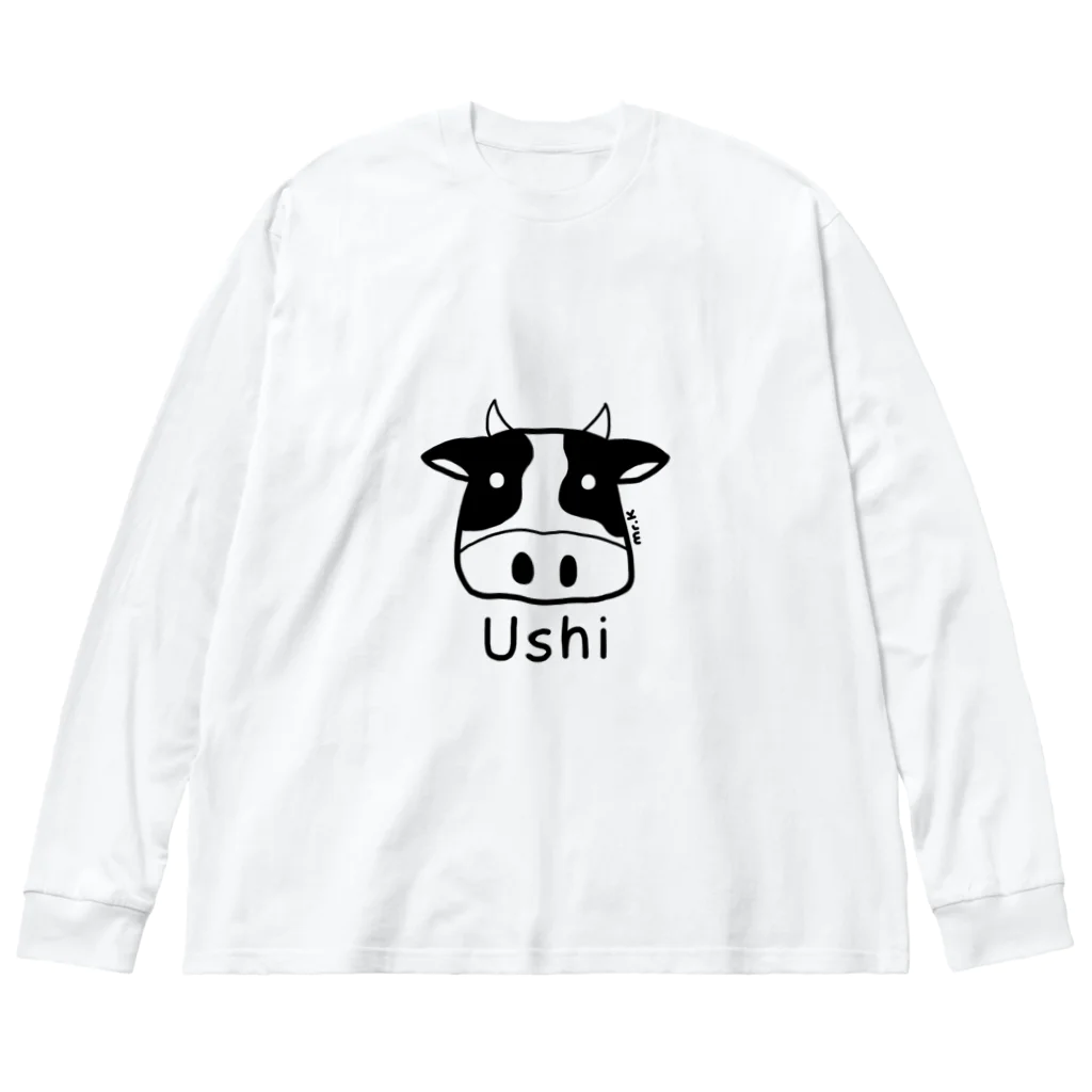 MrKShirtsのUshi (牛) 黒デザイン ビッグシルエットロングスリーブTシャツ