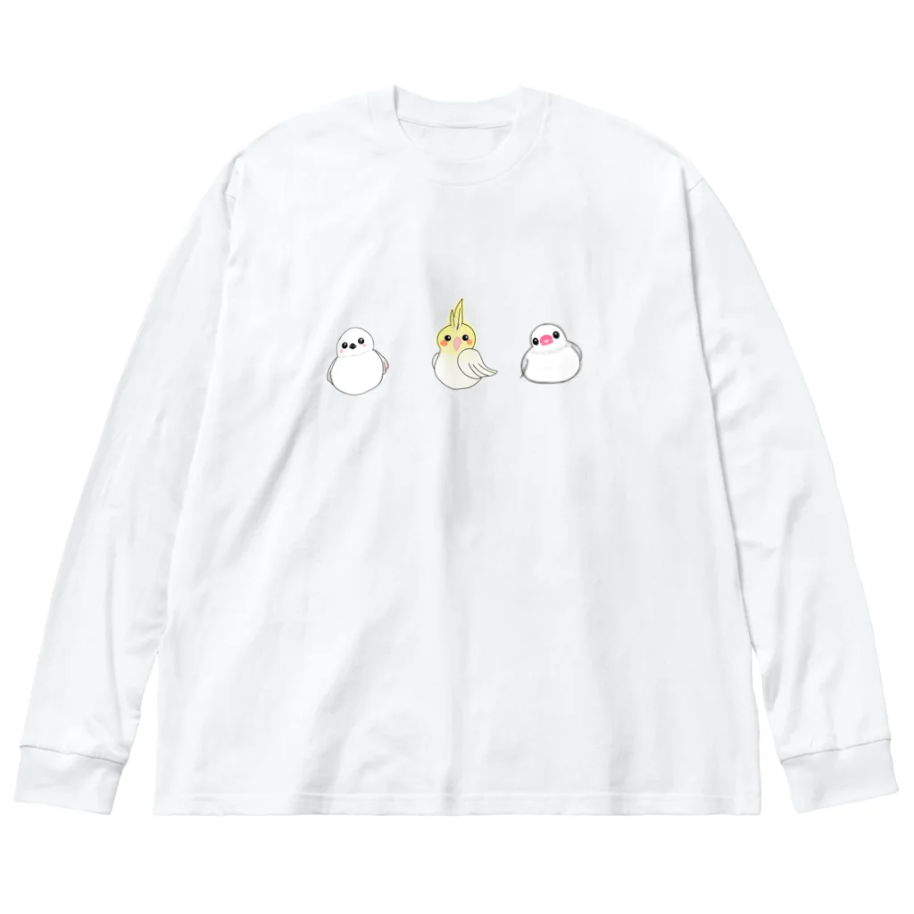 みつまめこshopの小鳥 ビッグシルエットロングスリーブTシャツ