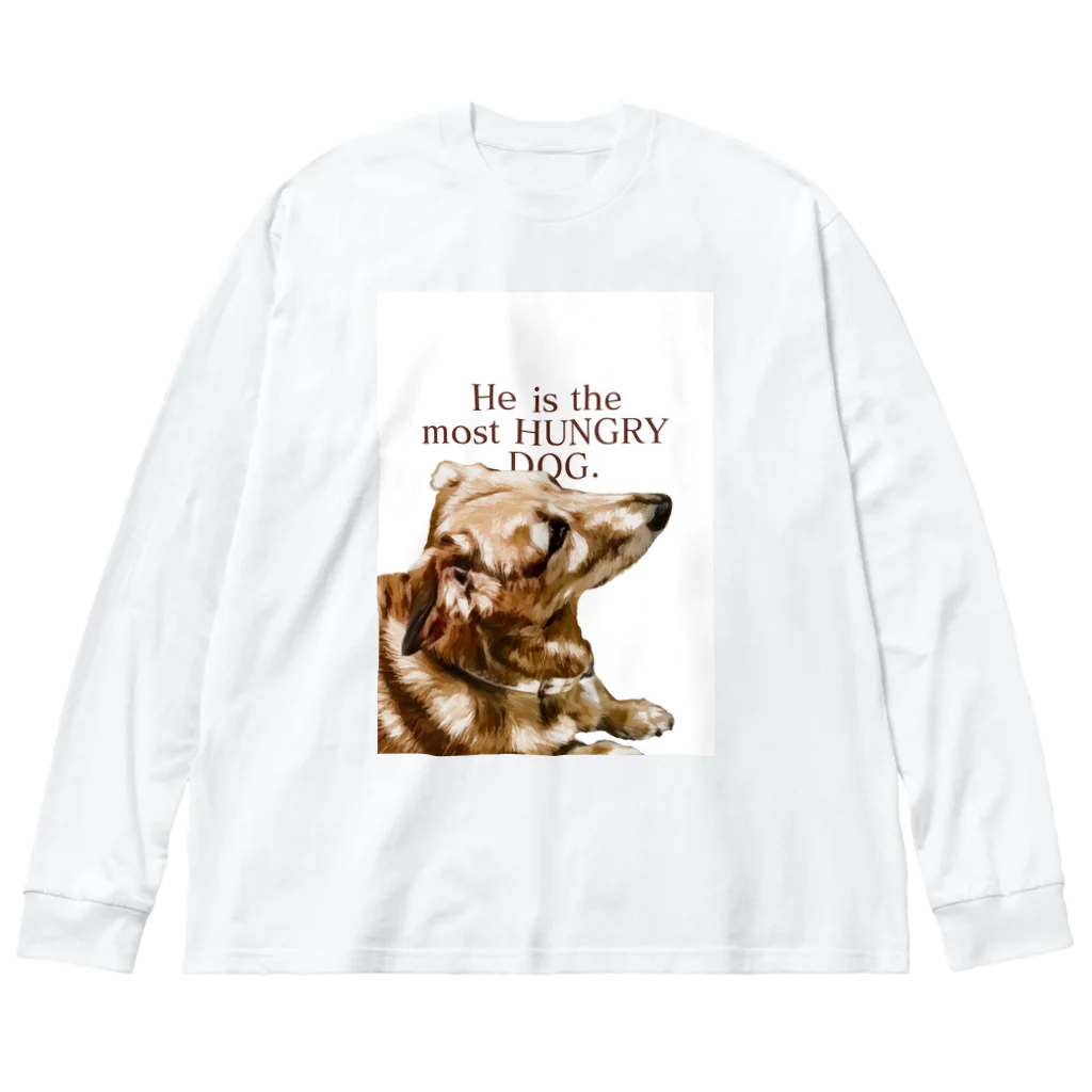 the most "DOG"のhe is the most hungry dog. RED ビッグシルエットロングスリーブTシャツ