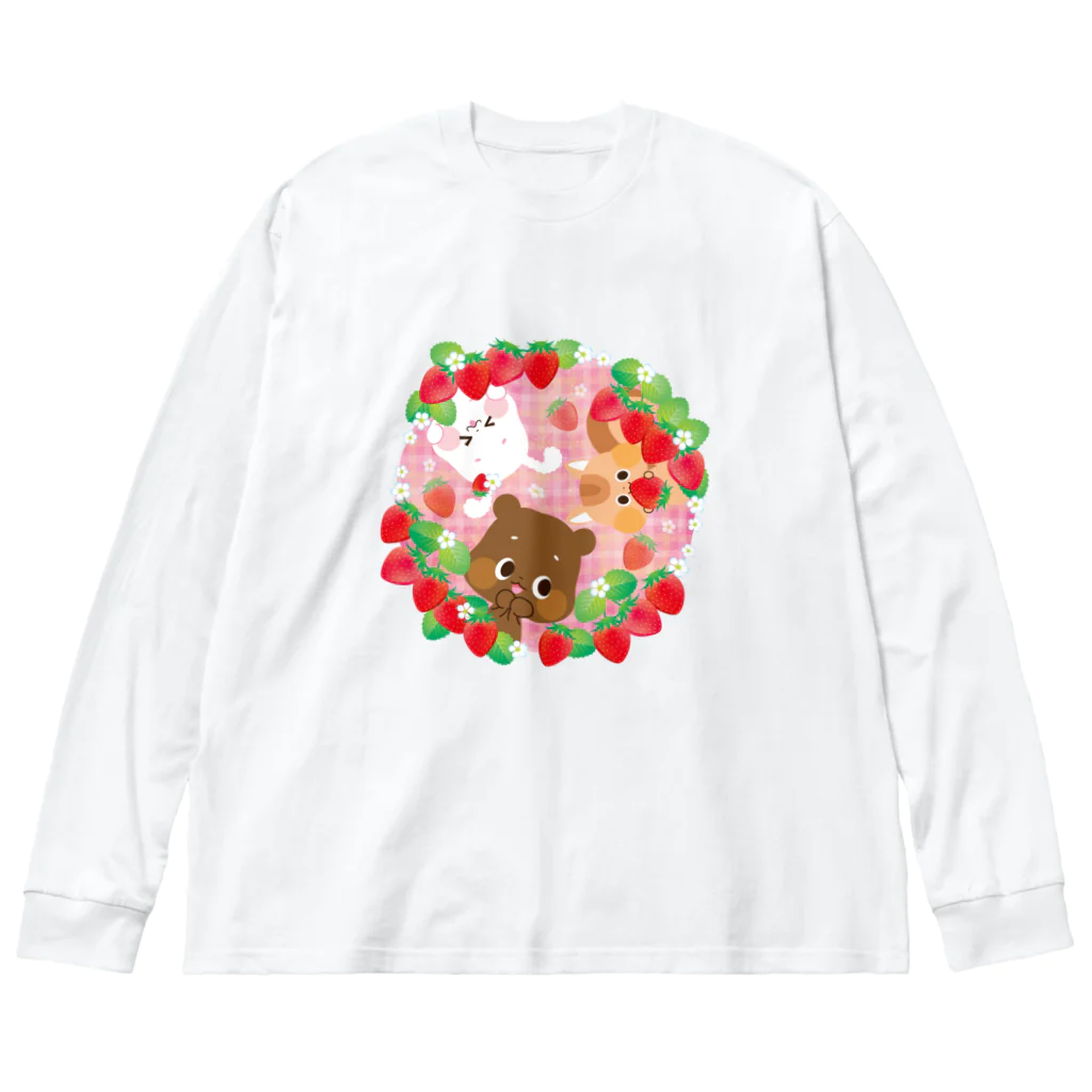 ゆるかわグラデーション＠NonnoDesignLaboのイチゴがいっぱい Big Long Sleeve T-Shirt