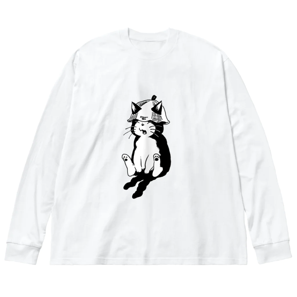 INKLINK.のサウナ中にゃー ビッグシルエットロングスリーブTシャツ