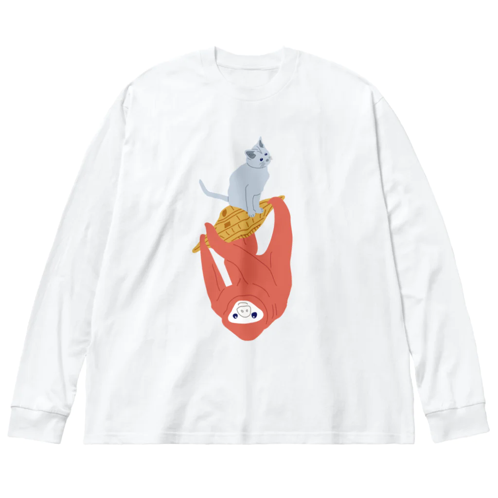 ロゴスの猫&ナマケモノ⇒UFO捕獲編 Big Long Sleeve T-Shirt