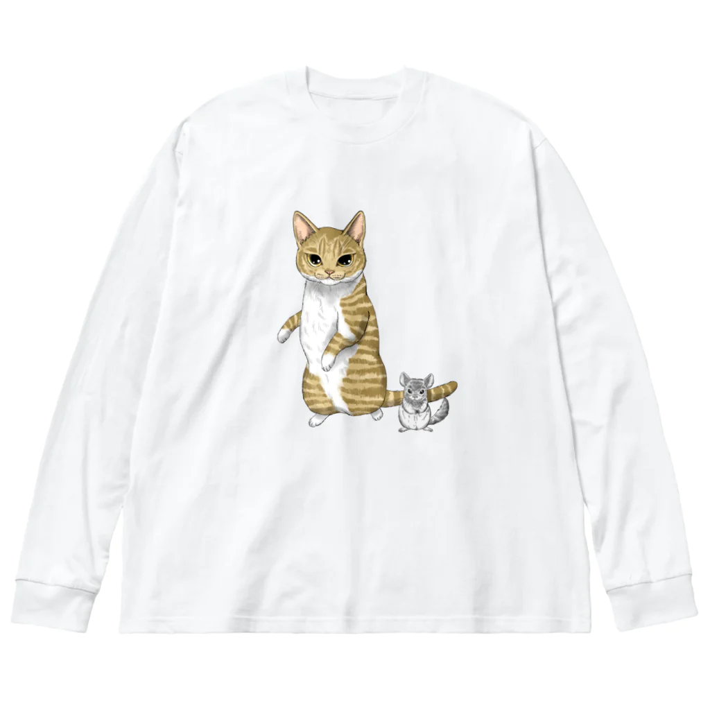 縁-yukari-の猫とチンチラ ビッグシルエットロングスリーブTシャツ