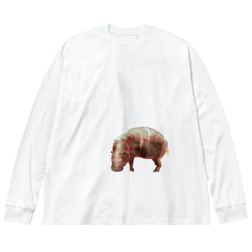 文様動物園 Pattern Zoo Museum shopの算木崩し × コビトカバ ビッグシルエットロングスリーブTシャツ