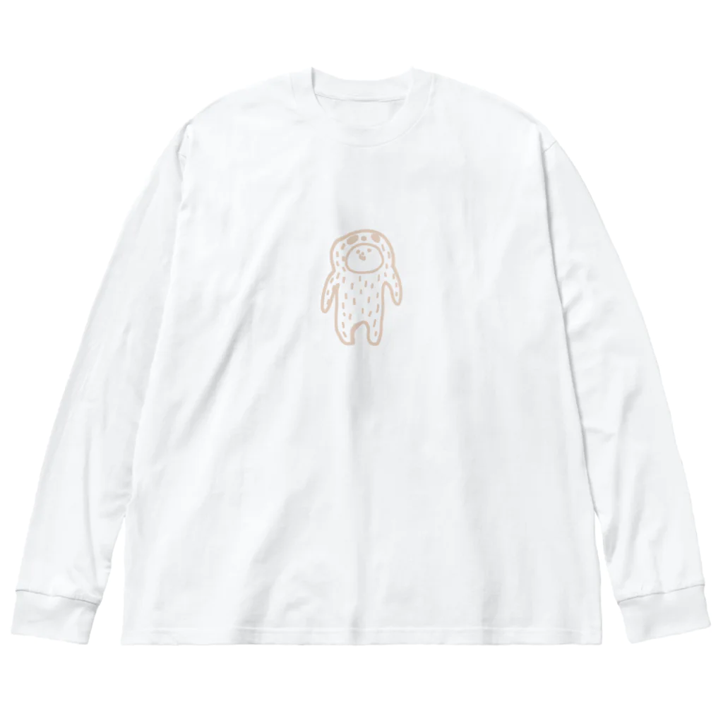 ぷぷのナマケモノくま（ナチュラル） ビッグシルエットロングスリーブTシャツ