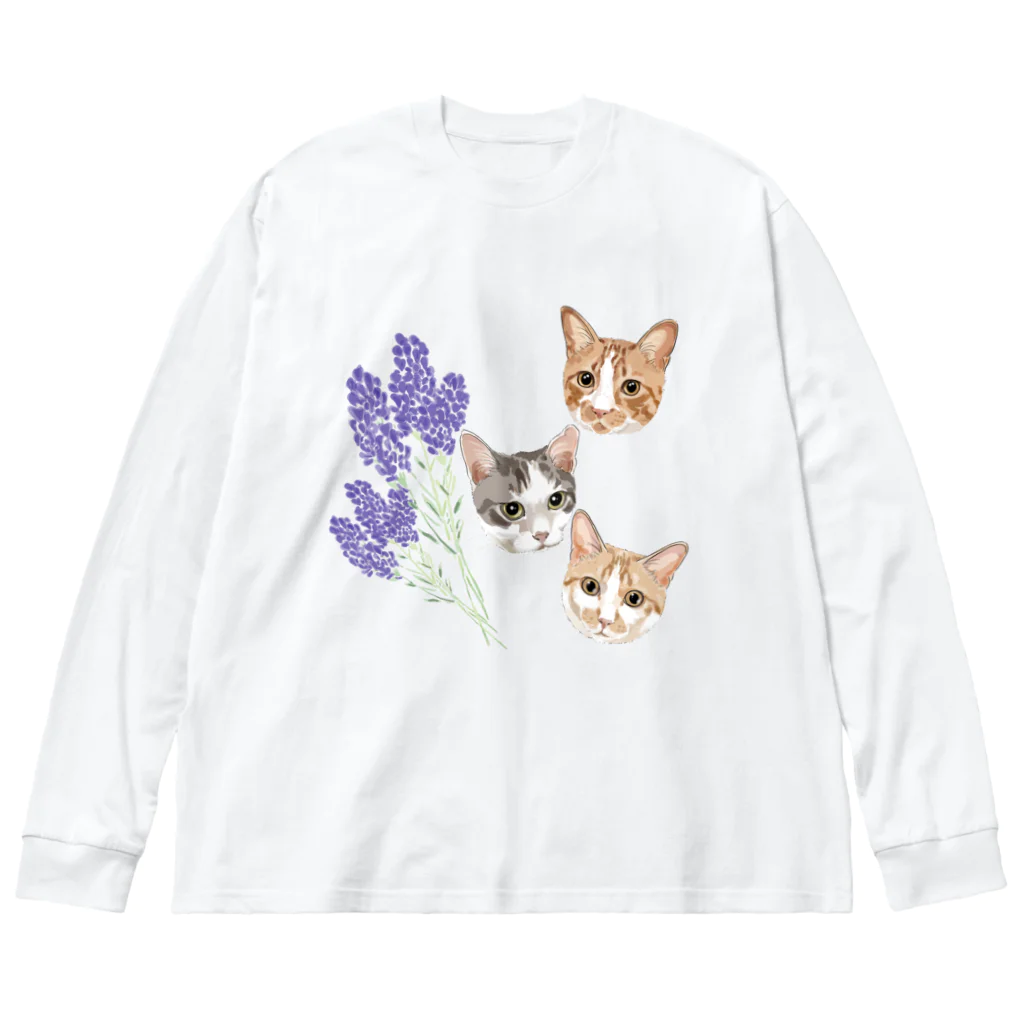 みきぞーん｜保護猫 ミッキー画伯と肉球とおともだちのrui & ram & Ta-chan Big Long Sleeve T-Shirt