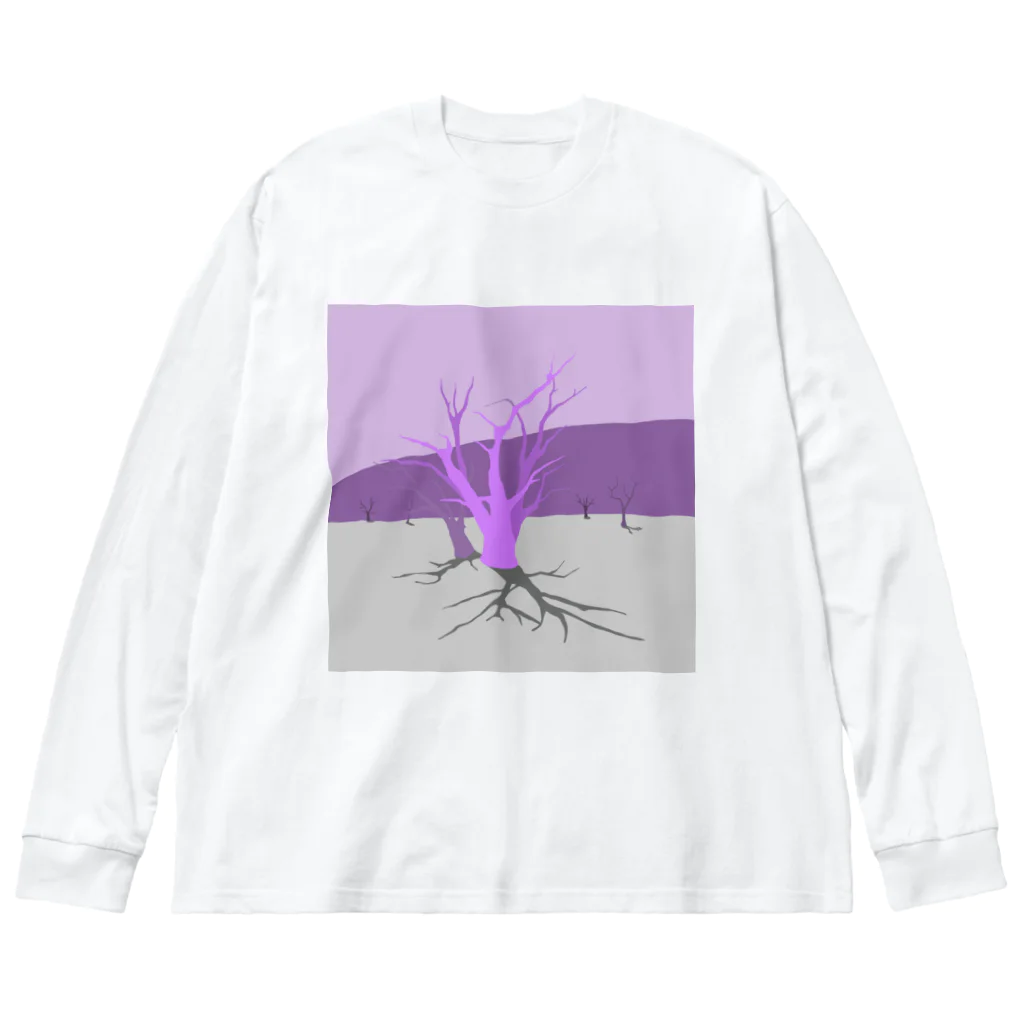 Niebuhrのdead vlei purple ビッグシルエットロングスリーブTシャツ