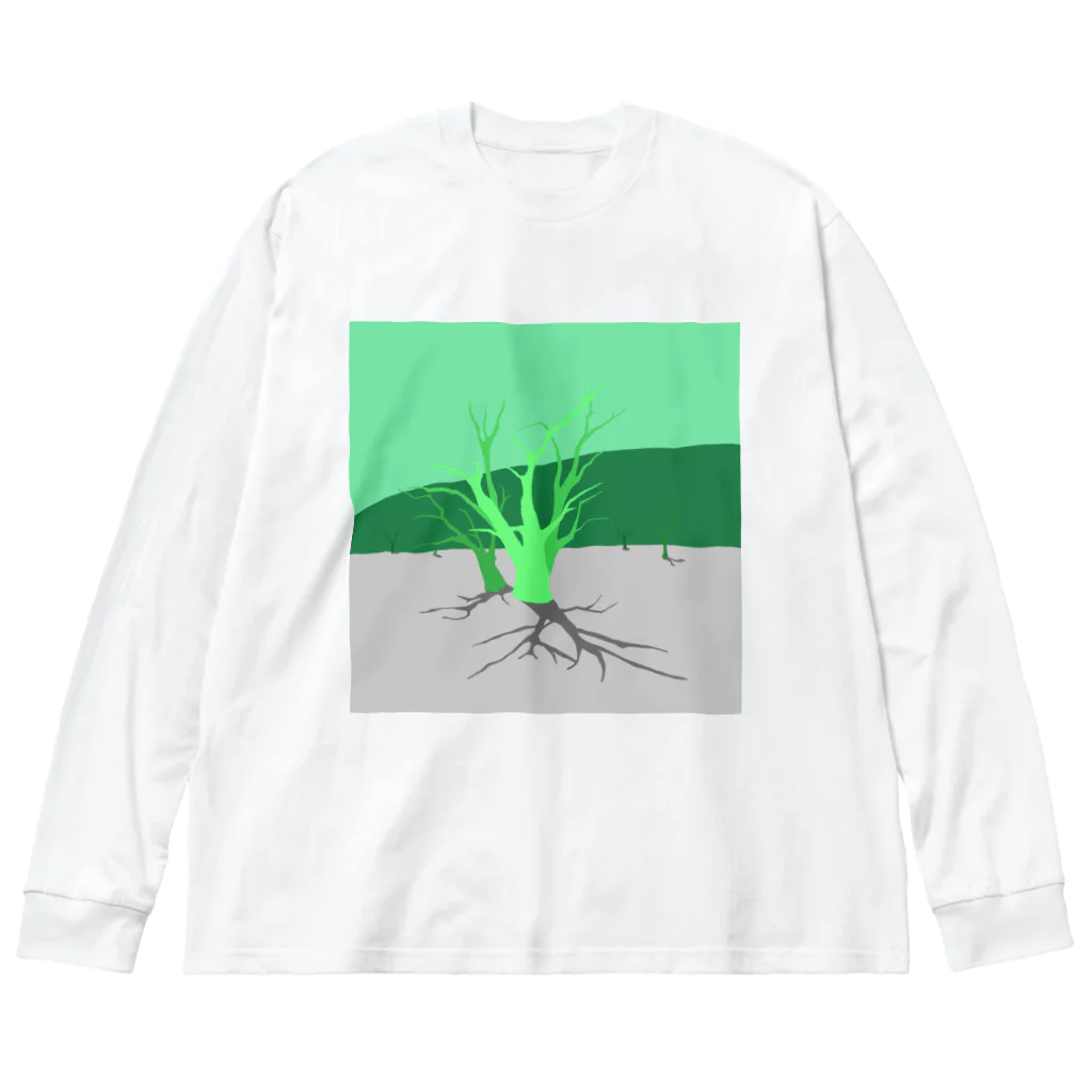 Niebuhrのdead vlei green ビッグシルエットロングスリーブTシャツ