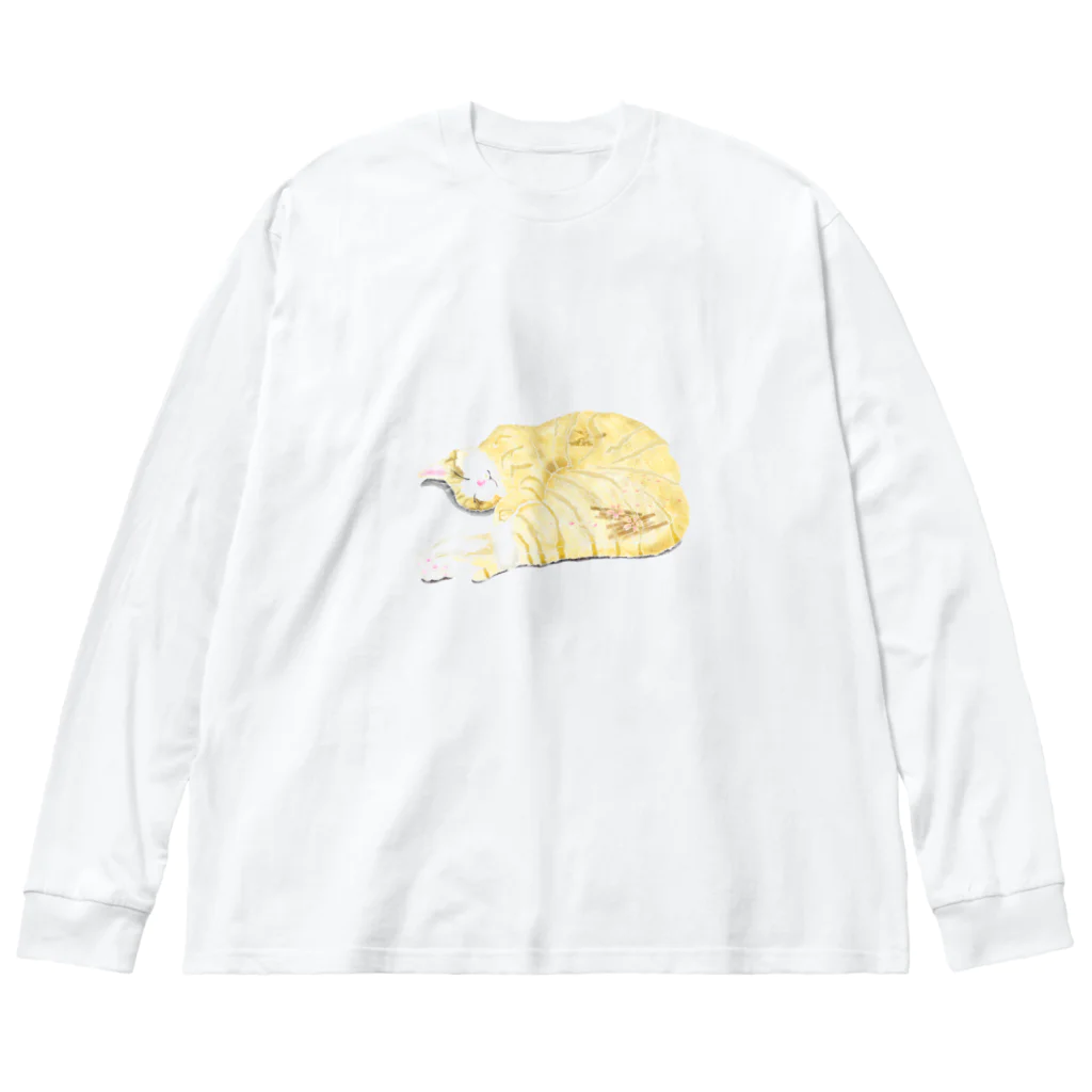 文様動物園 Pattern Zoo Museum shopの花筏文 × ネコ ビッグシルエットロングスリーブTシャツ