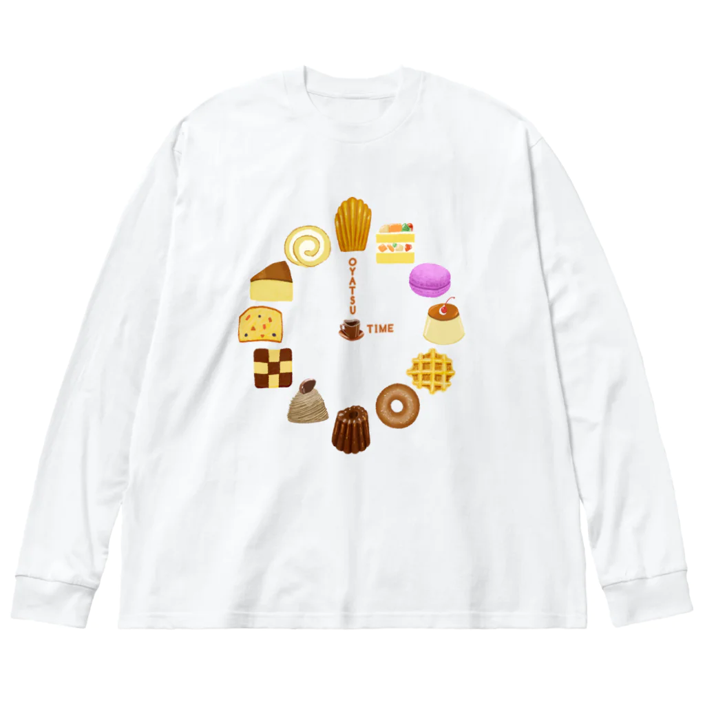 スロータイプ書店 Slowtype BooksのOYATSU TIME  洋菓子 時計 271 ビッグシルエットロングスリーブTシャツ