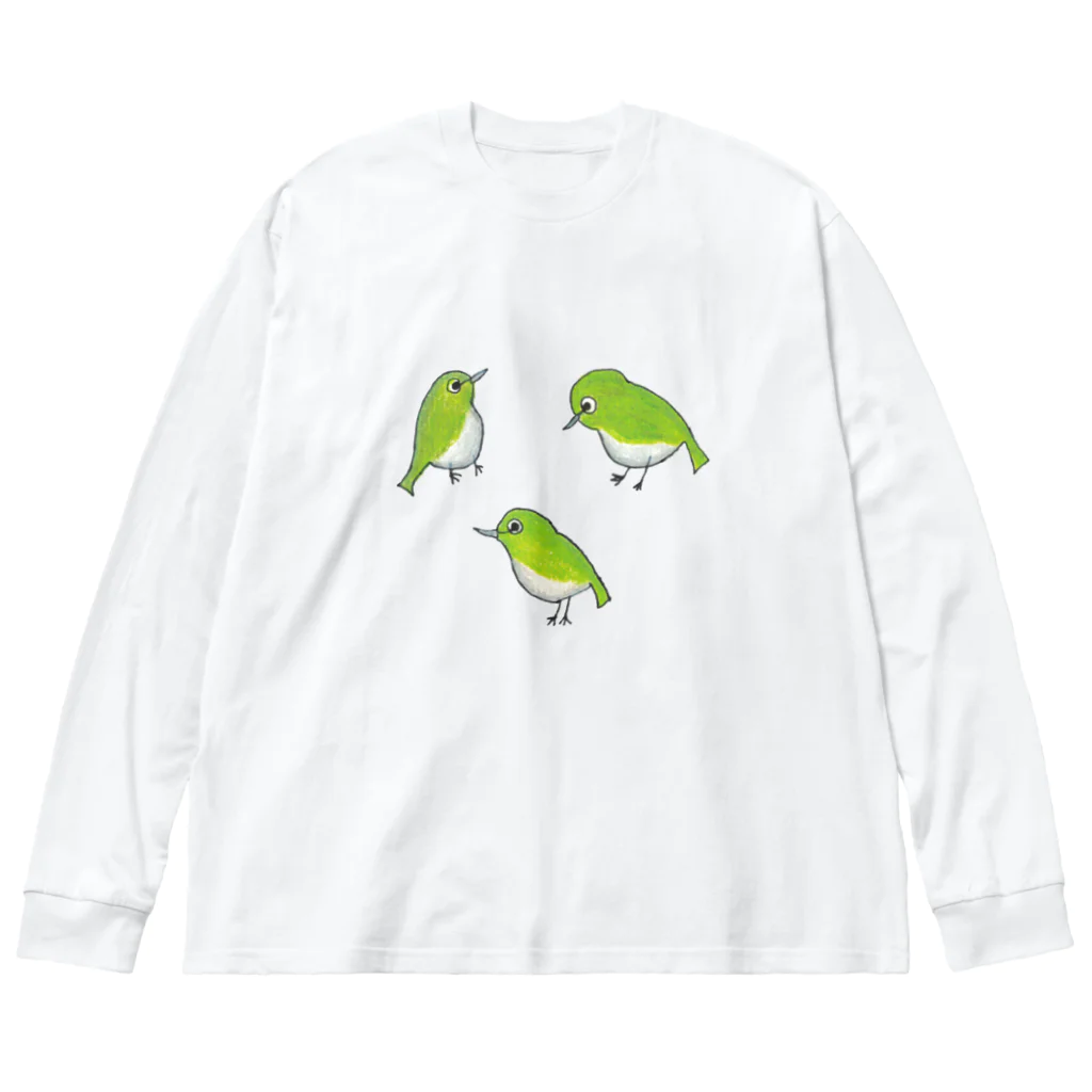 森図鑑の[森図鑑] いろいろメジロ Big Long Sleeve T-Shirt