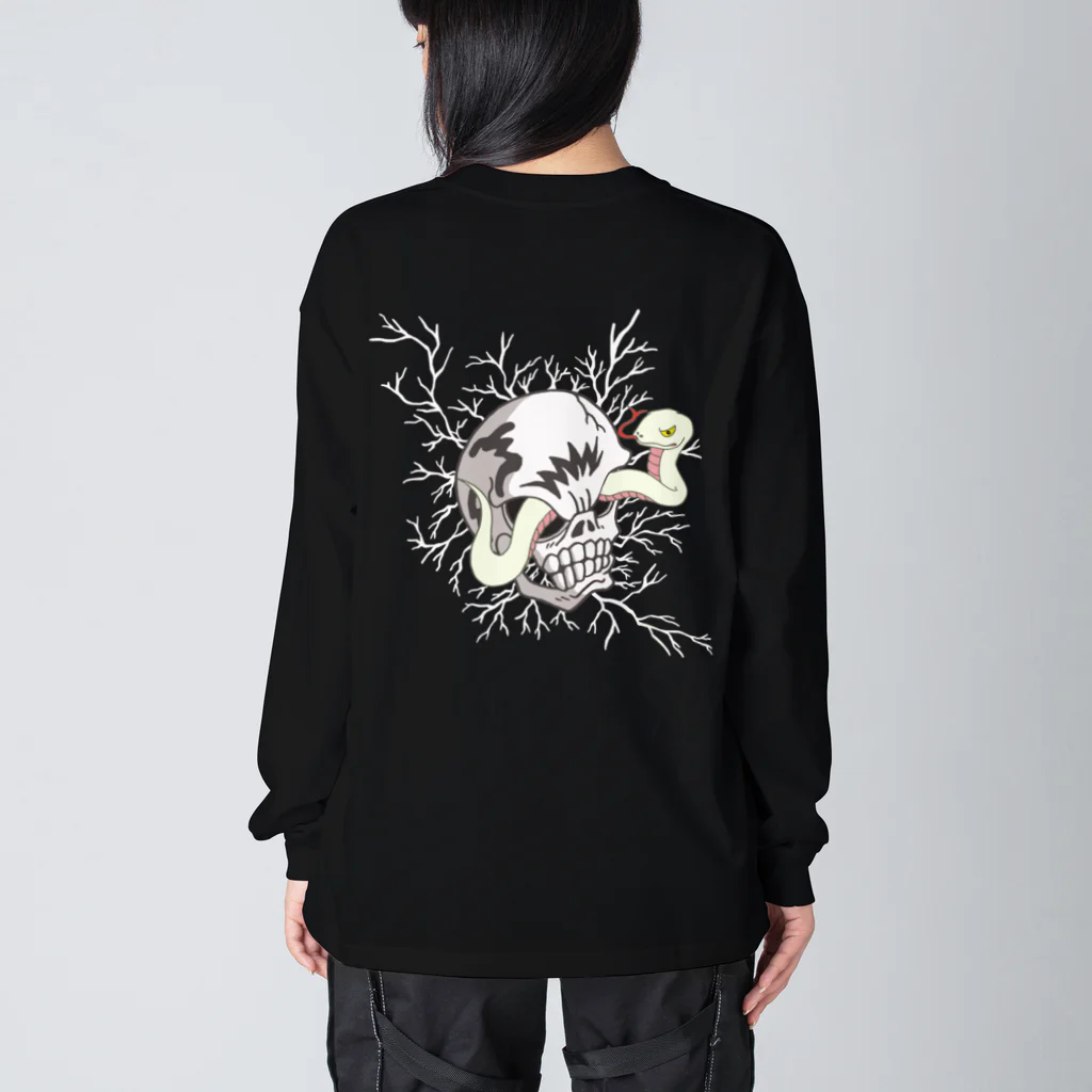 Siderunの館 B2の【両面プリント】骸骨と白蛇 2 Big Long Sleeve T-Shirt