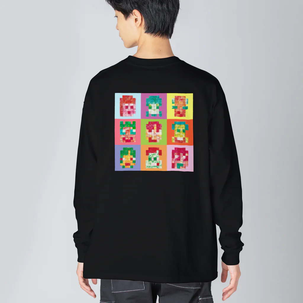 ItsukiのグッズやさんのTIE DYE PIXCEL FACE ビッグシルエットロングスリーブTシャツ