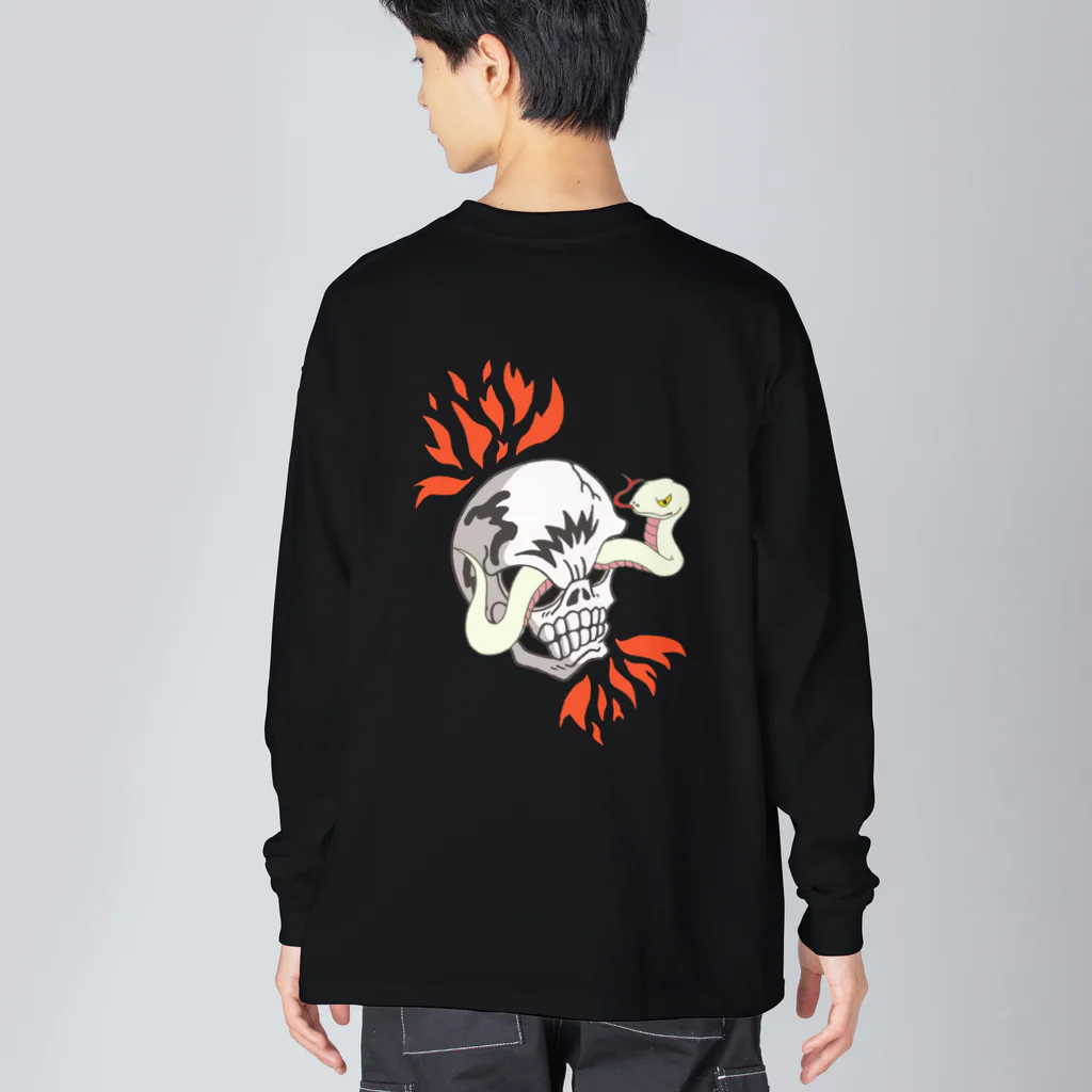 Siderunの館 B2の【両面プリント】 骸骨と白蛇 Big Long Sleeve T-Shirt