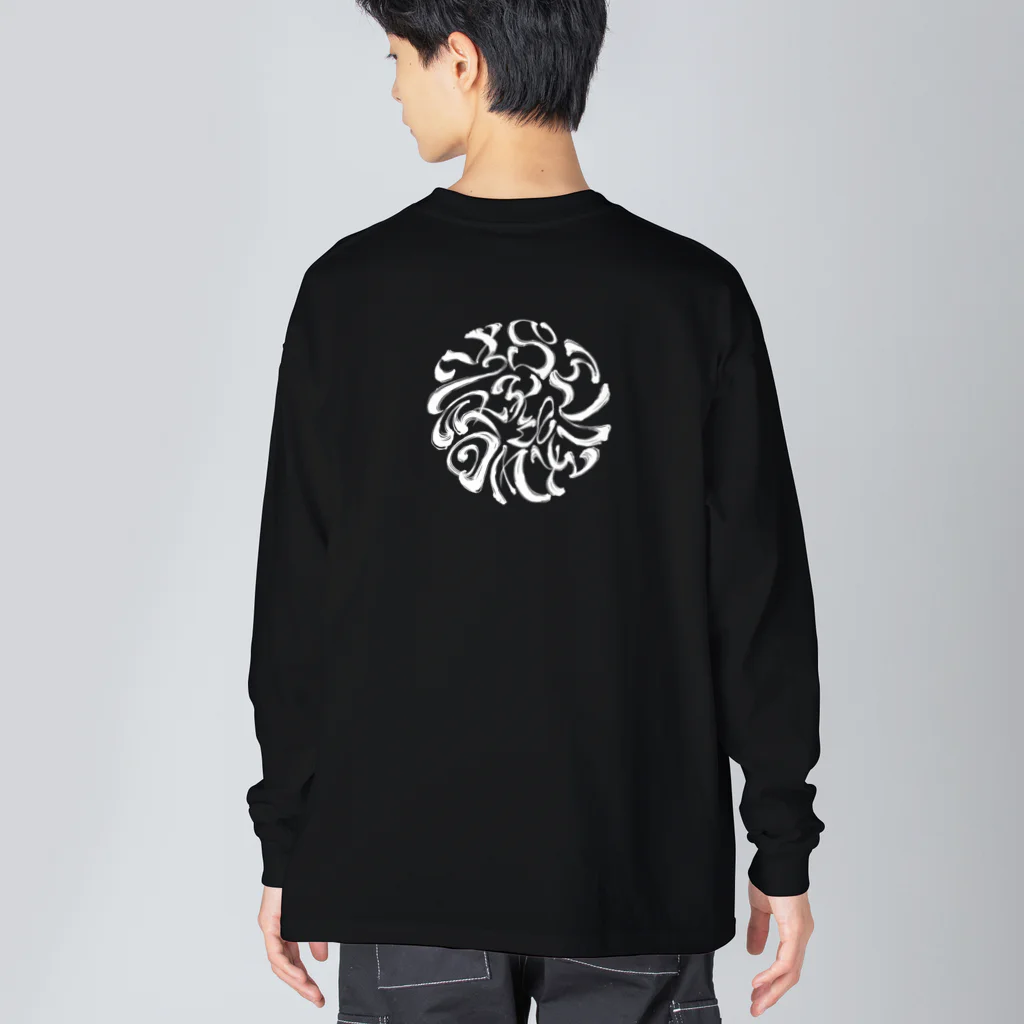 Y's Ink Works Official Shop at suzuriのRising sun Crow (White Print) Big Long Sleeve T-Shirt