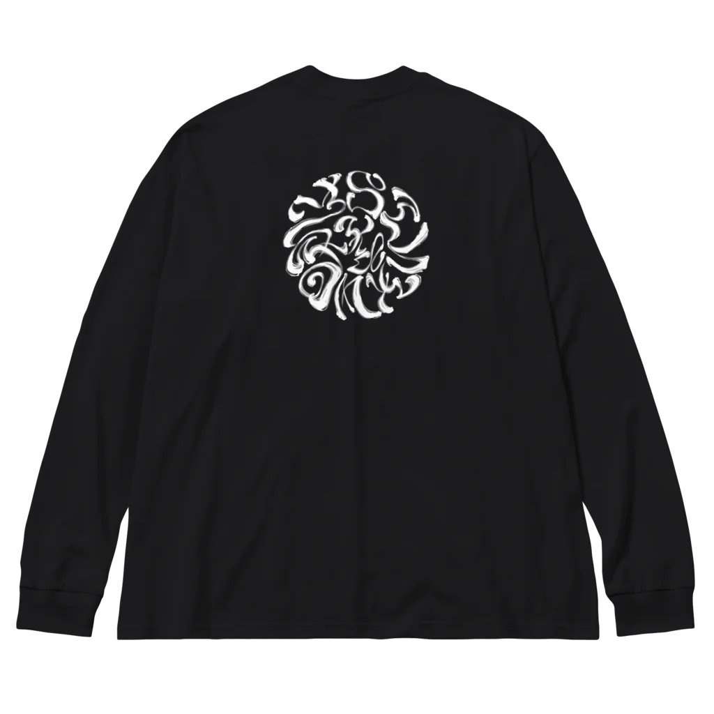 Y's Ink Works Official Shop at suzuriのRising sun Crow (White Print) Big Long Sleeve T-Shirt