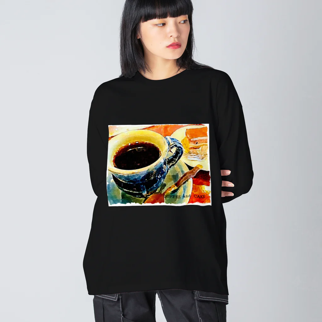 kazeou（風王）のCOFFEE and CAKE(アプリ加工) ビッグシルエットロングスリーブTシャツ