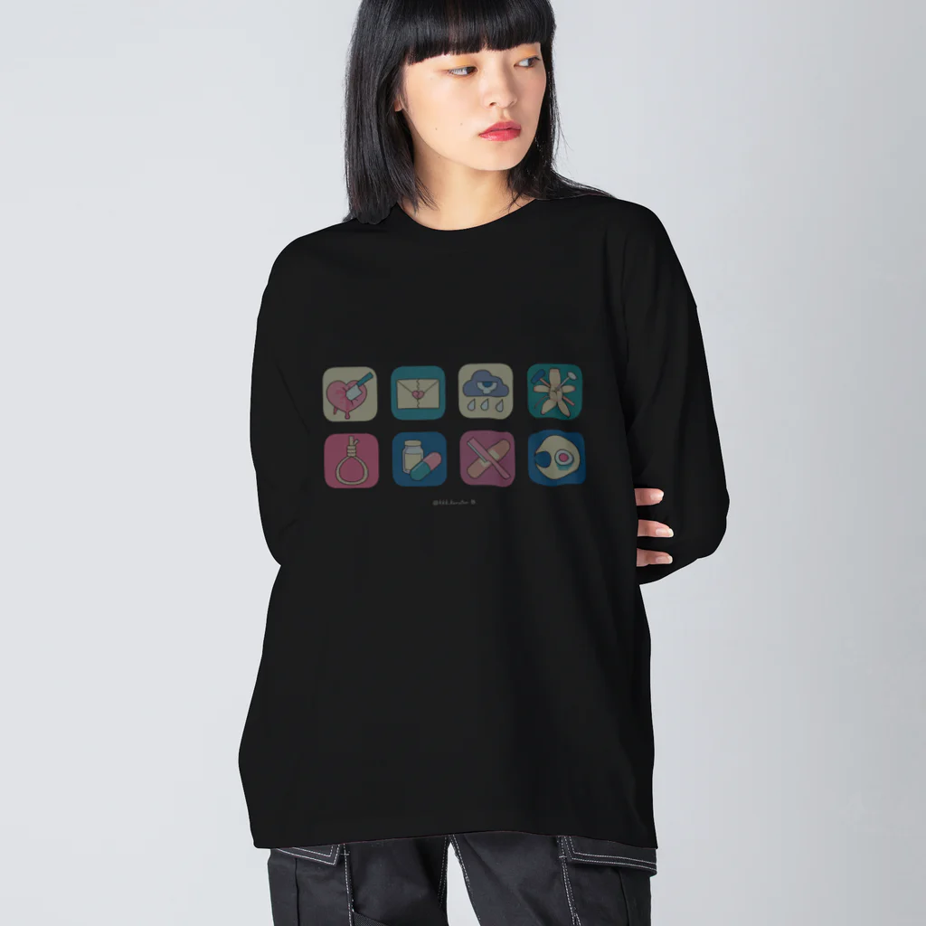 クルトンのSUZURIショップのネガティブアイコン Big Long Sleeve T-Shirt