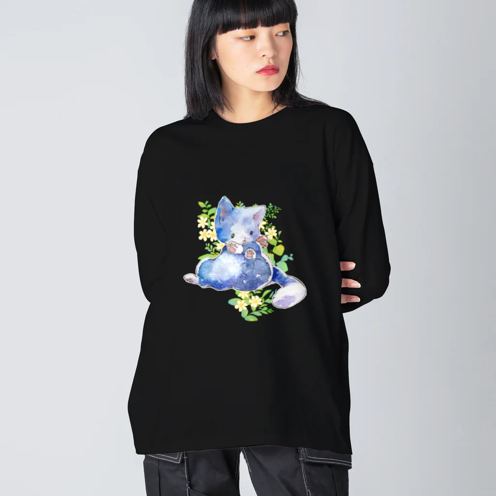 睦月の水彩にゃんこ Big Long Sleeve T-Shirt