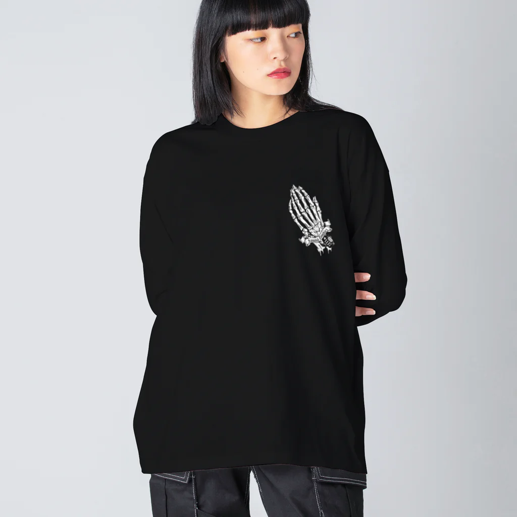 SAUNA ZOMBIESのSAUNA ZOMBIES- Praying Skeleton LONG SLEEVE T- Big Long Sleeve T-Shirt