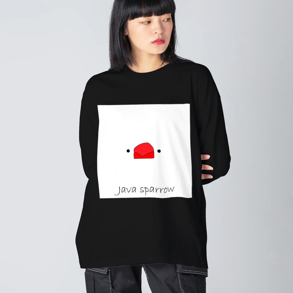 BUNBUN +のJava sparrow　顔だけシリーズ Big Long Sleeve T-Shirt