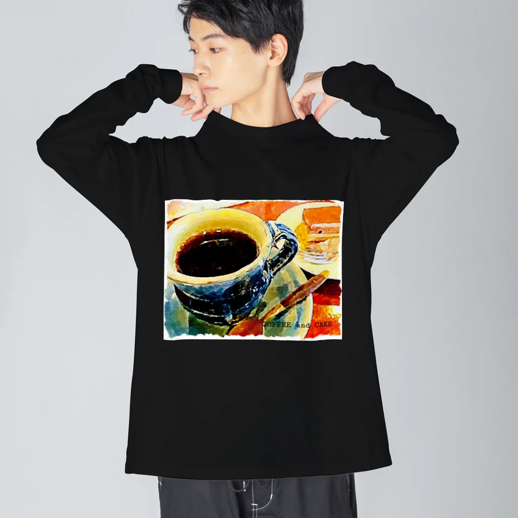 kazeou（風王）のCOFFEE and CAKE(アプリ加工) ビッグシルエットロングスリーブTシャツ