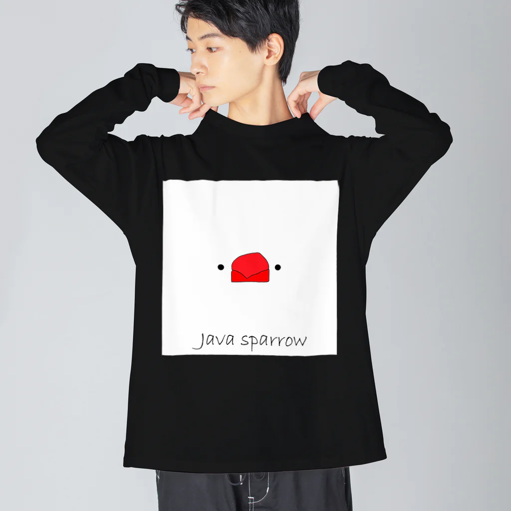 BUNBUN +のJava sparrow　顔だけシリーズ ビッグシルエットロングスリーブTシャツ