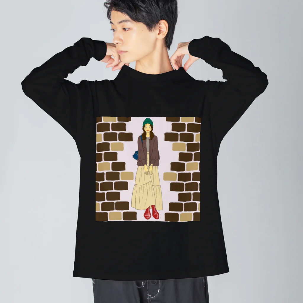 yuufのchocolate-brown brick Big Long Sleeve T-Shirt